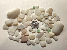 GENUINE SURF TUMBLED SEA GLASS FROM PUERTO RICO / MILK GLASS