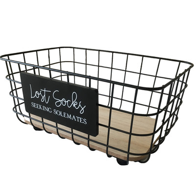 Lost Socks Wire Basket for Laundry Room Lost Socks Sign Farmhouse Laundry Room