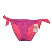 Hula Honey Crocheted Bikini Bottom sz M Women Purple Pink Peach Swim Aloha NEW