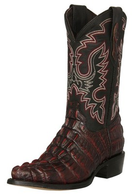 Mens Black Cherry Cowboy Boots Alligator Tail Print Leather Rodeo Fashion J Toe