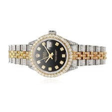 Rolex Datejust 69173 Diamond Jubilee Band Diamond Dial Bezel Black Onyx 26mm Wat 7