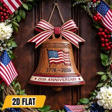 Patriotic Wooden 250th Anniversary Wall Sign with Rope