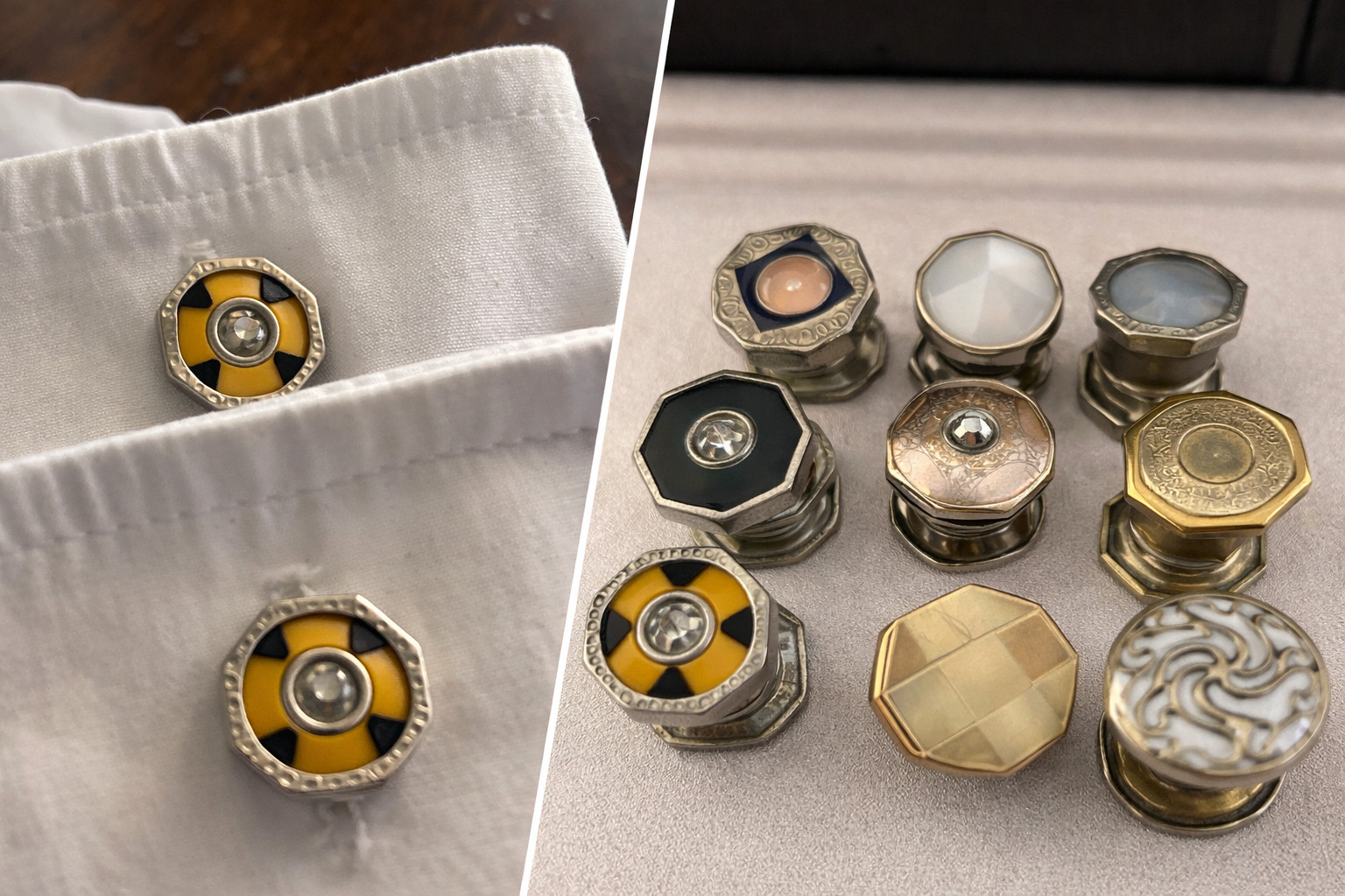 Vintage Octagonal Snap Link Stud – Single Replace… - image 2