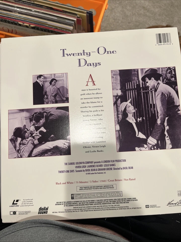 TWENTY-ONE DAYS (1940,Laserdisc) LAURENCE OLIVIER, CLASSIC FILM Foto 2 de 2