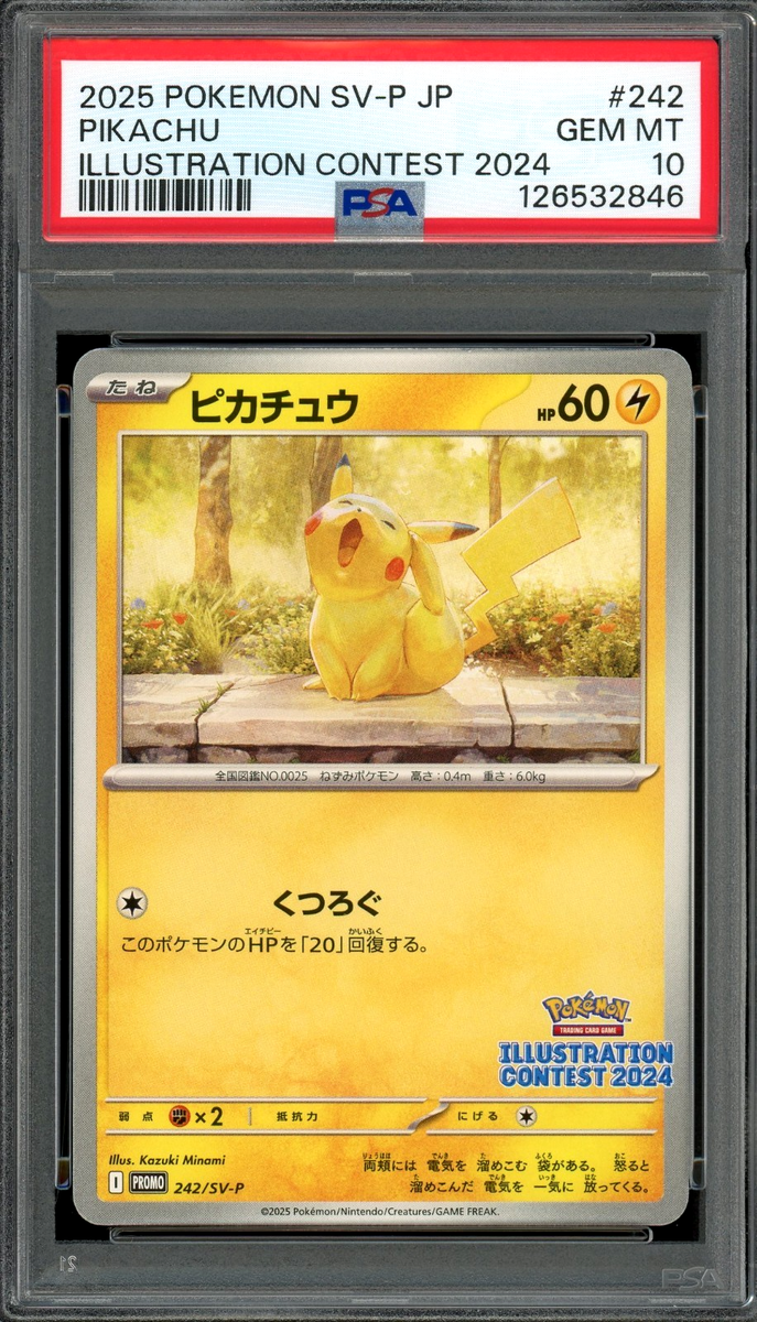 2024年 ピカチュウカード Gem Mint 10 PSA 10 Gem Mint JPN Pikachu Promo Illustration Contest 2024 242/SV