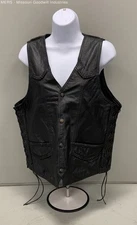 Bikers Dream Apparel Men's Black Leather Braided Motorcycle Vest - Size 40