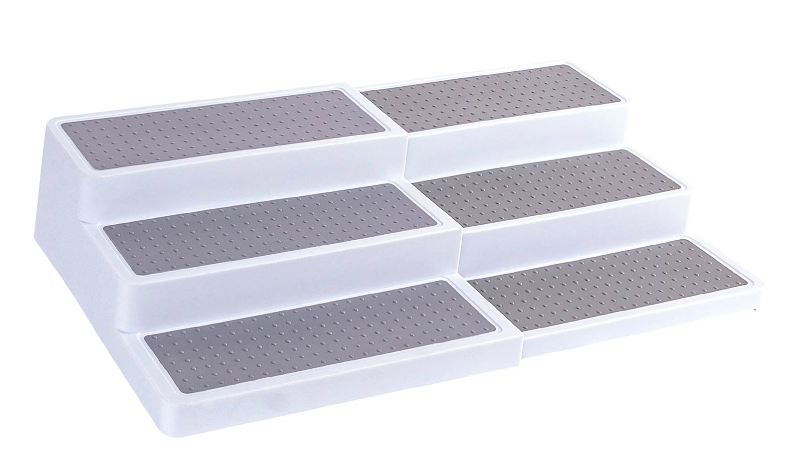 Oizeir 3–Tier Expandable Plastic Spice Rack - Adjustable 1-Pack, White/Grey