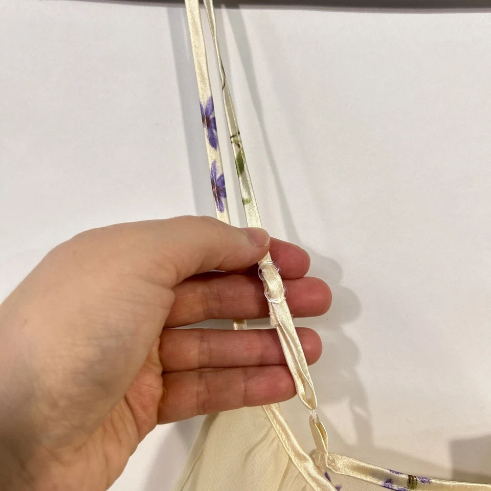 Top Babydoll Vintage Floral Transparente Crema Satinado Borde Fairycore Romántico Y2K S Foto 4 de 4