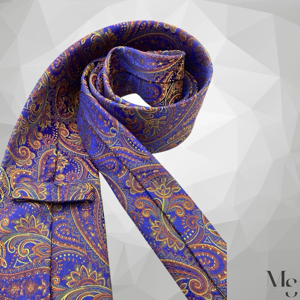 Corbata de seda HOLLAND & SHERRY azul cachemir hecha en EE. UU. 60”-3,25” EXCELENTE ESTADO Foto 4 de 4