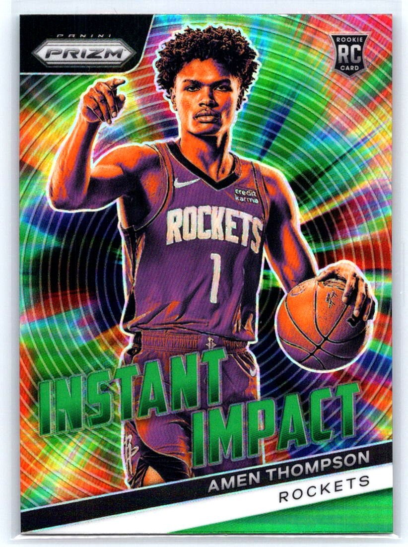 2023-24 Panini Prizm Instant Impact Green #18 Amen Thompson - Houston Rockets