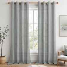 MRTREES Halbtransparente Gardinen Leinen Landhausstil Vorhänge Wohnzimmer Modern