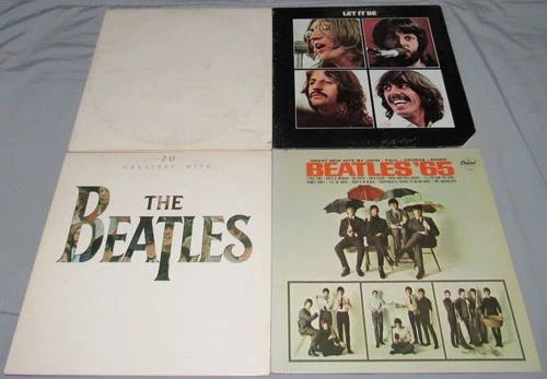 THE BEATLES; 4 LP Lot; 20 GREATEST HITS; BEATLES '65; WHITE ALBUM; LET IT BE