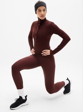 ATHLETA Flurry Seamless Henley Long Sleeve Tops FREE SHIPPING 