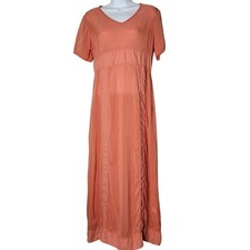 Johnny Was Orange Rayon Maxi Dress Small Boho Flowy Resort Summer Beachy