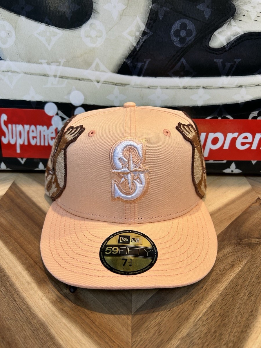 Jon Stan New Era 59FIFTY ピンク キャップ Authentic New Era Jon Stan NYC Seattle Mariners Peach Fitted Red 7