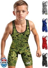 Exxact Sports Digital Camouflage Youth Wrestling Singlet For Boys, Premium Po