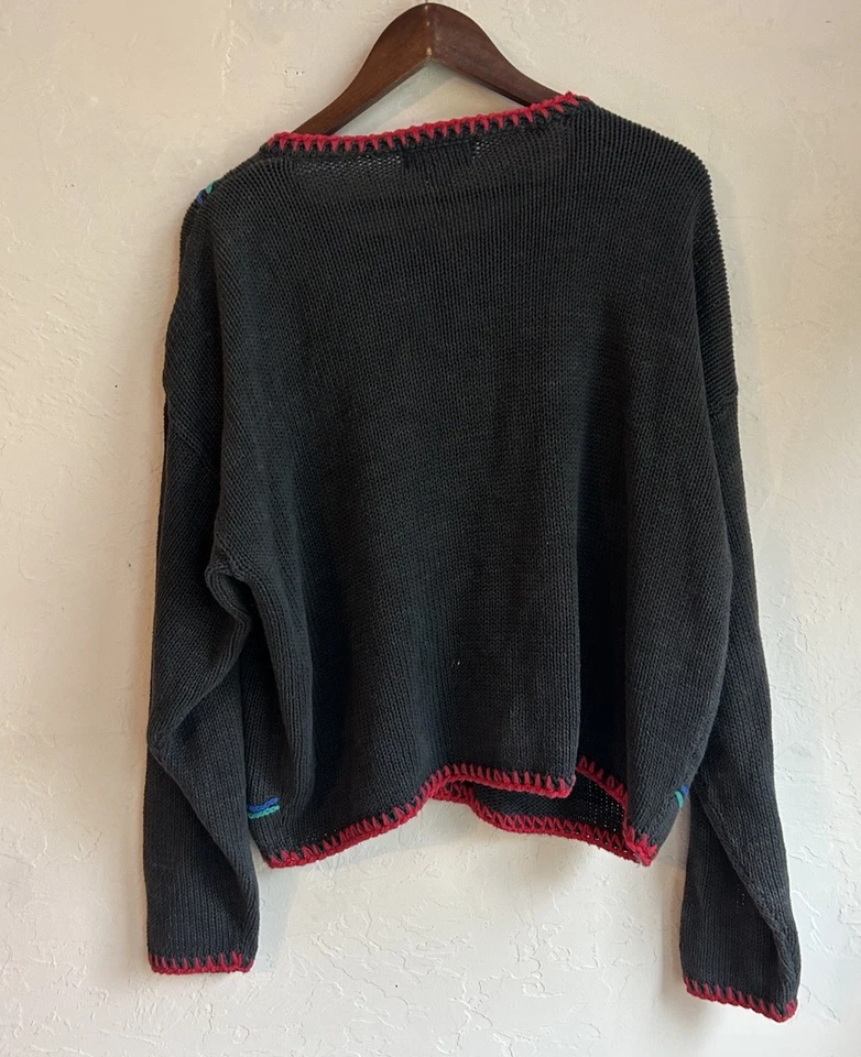Cárdigan Suéter Vintage Informal Esquina Novedad XL Cuentas Año Nuevo Vacaciones Foto 2 de 4
