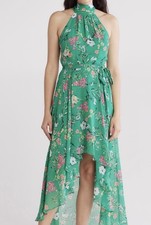 Eliza J Women's Sleeveless Floral High-Low Maxi Dress Size 6 NWT Green Multi