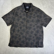 Nat Nast Shirt Mens XL Hawaiian Tropical Palm Trees Luxury Button Up Silk Blend