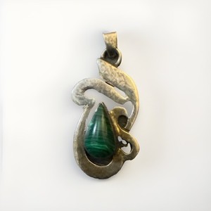 Malachite Sterling Silver Native American Pendant
