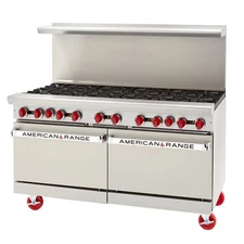 American Range 60" Commercial (10) Burner Gas Range w/ Convection Oven