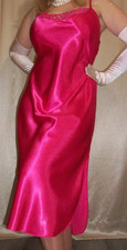 Vtg Pink Shiny Long Satin Nightgown L Bust 38 40