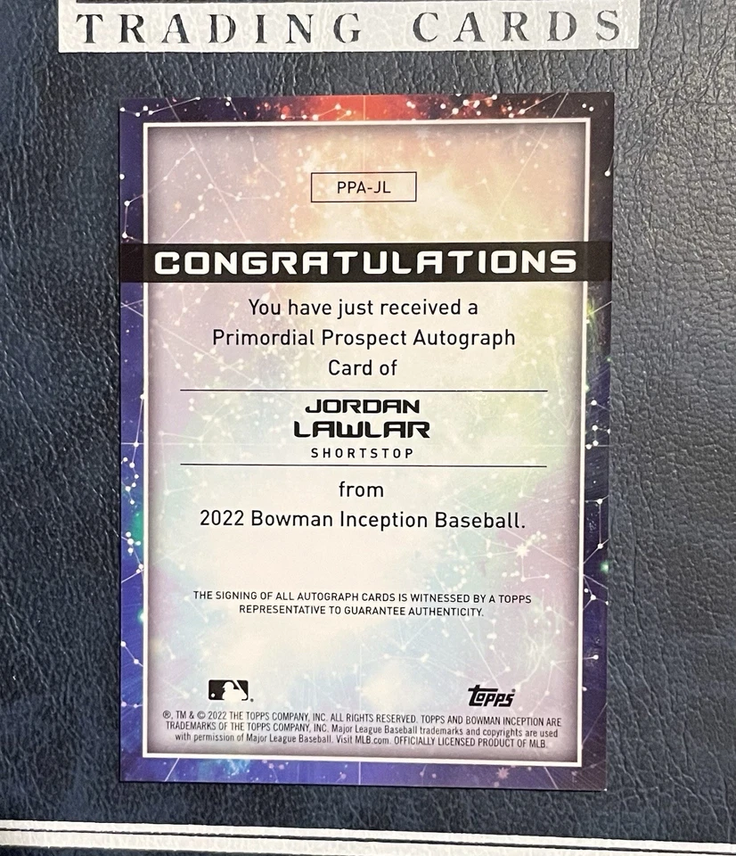 2022 Bowman Inception - Jordan Lawlar Primordial Prospect Auto /75! Dbacks - Image 3 of 3
