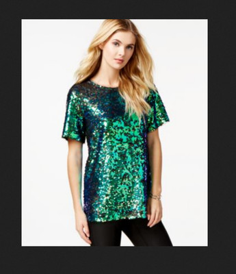 blue green sequin top