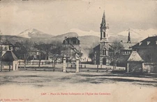Old postcard GAP HAUTES-ALPES place baron ladoucette stamped 1910