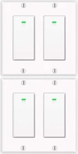 Smart Light Switch 2gang, Works with Alexa &Google Assistant, White 4pack