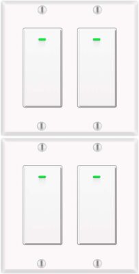 Smart Light Switch 2gang, Works with Alexa &Google Assistant, White 4pack