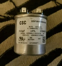 RUN CAPACITOR 10 MF 370 VAC 50/60 HZ CSC