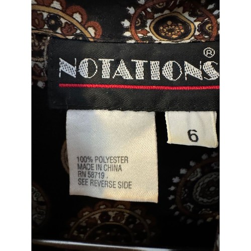 Vintage Notations Floral Medallion Print Button-Up Blouse, Size 6 - Picture 5 of 10