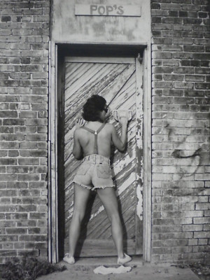 Vintage Found Photo Woman Cut Off Jeans Vacant Building Pop's Risque Pin Up Odd