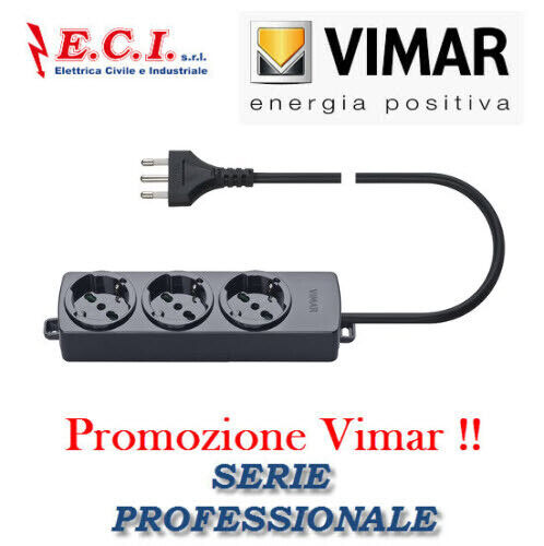 VIMAR 01290.CC MULTIPRESA CIABATTA UNIVERSALE 3 POSTI + CAVO PROFESSIONALE - Foto 1 di 1