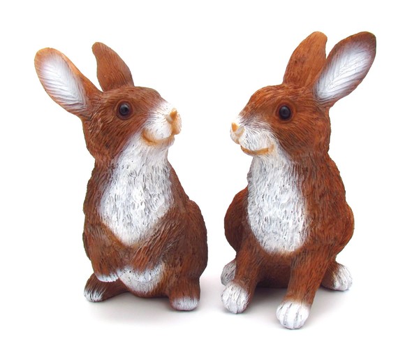 2Er Set Xl Osterhasen Dekofiguren 24,5 X 18 Cm Osterdekoration Aus Kunstharz-image
