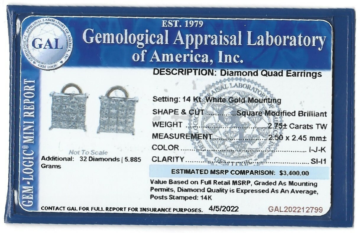 Earrings Diamond Quad Square Modified Brilliant 2… - image 11