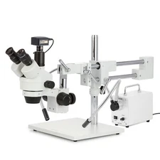 7X-45X Simul-Focal Stereo Zoom Microscope+30W Dual Fiber LEDs + 5MP Camera USB3