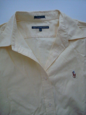 Damen Bluse Polo Established 67 Slim Fit Gr. L pastellgelb