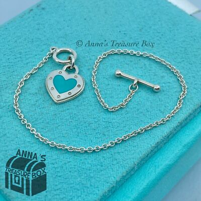 Tiffany & Co. ティーグラブ Tiffany & Co. 925 Silver Blue Enamel RTT LOVE Toggle 6.5