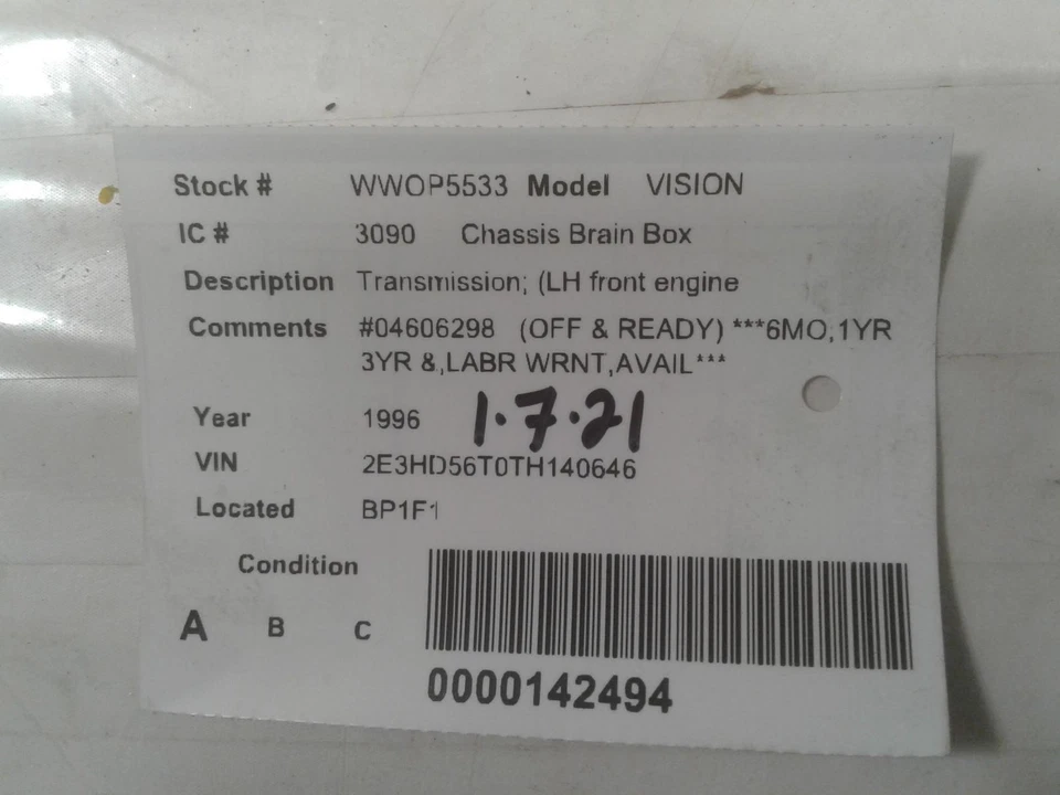 Módulo de control de transmisión usado se adapta a: transmisión Eagle Vision 1996 izquierda delantera e Foto 3 de 4