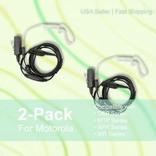 2x Acoustic (2-Wire) PTT Earpiece for Motorola Radios DEP570 XPR3500 MTP3550