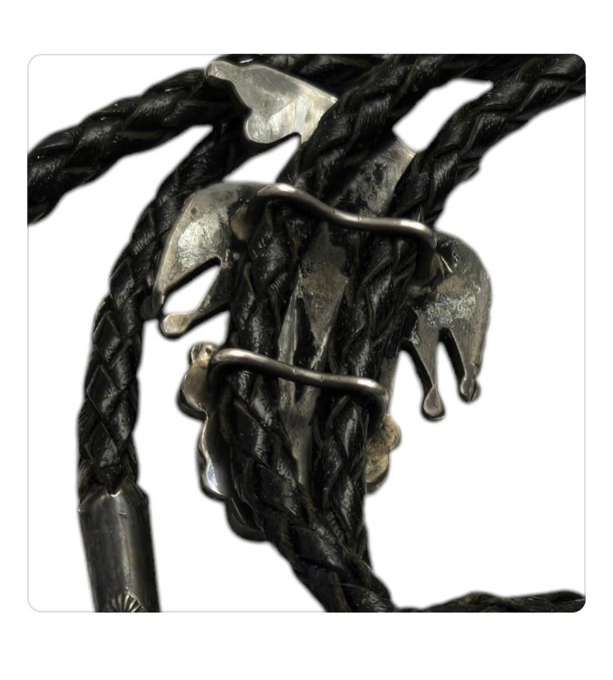 稀缺早期 Zuni attr.Dan Simplicio Bird Bolo Flush 马赛克镶嵌天然宝石 — 第 3/4 张图片