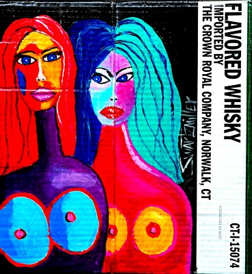 COLORFUL POP ART TWINS Upcycled PAINTING original SWARTZMILLER DNA SIGNED NEW