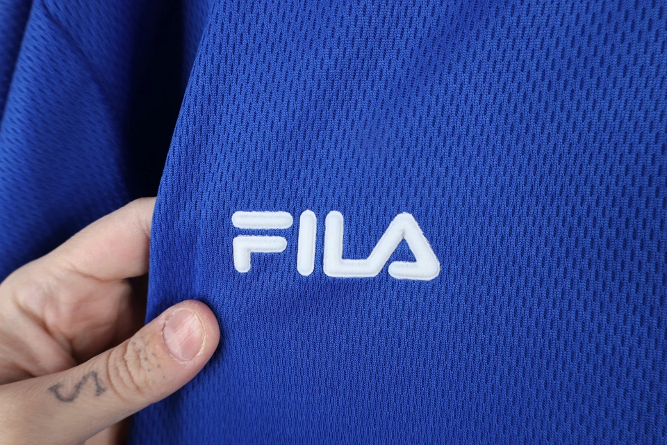 Vtg 90s Fila Mens XL Spell Out Knit Short Sleeve Soccer Jersey Shirt Blue Italy - Image 4 of 4