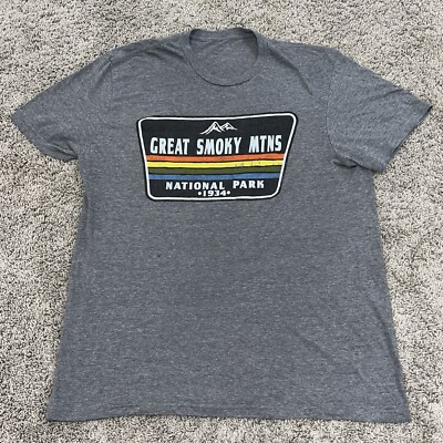 Women s Large Great Smokey Mountains National Park Gray Rainbow Sign Graphic Tee