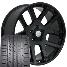 22 Inch Black 2223 Wheels Goodyear Tires Set 4 Fit Dodge Ram 1500 Srt10