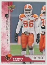 2018 Upper Deck CFL Solomon Elimimian #196 Red Parallel BC Lions 017/150