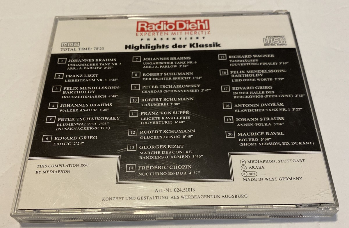 洋楽 DIE GANZE WELT DER KLASSIK 1 Highlights Der Klassik CD West Germany [BIN A30] | eBay