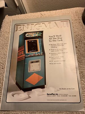 Giant 14-10 1/4  Enigma 2 II Game plan Arcade Video game  AD FLYER